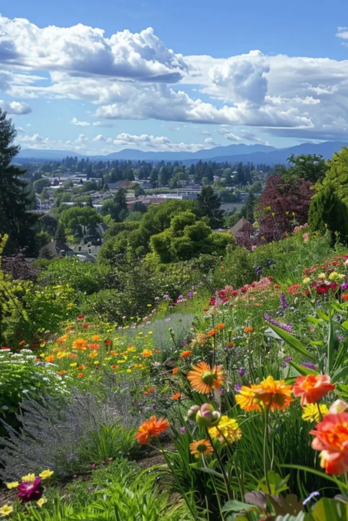 flowers in bloom in summer in Portland, Oregon
