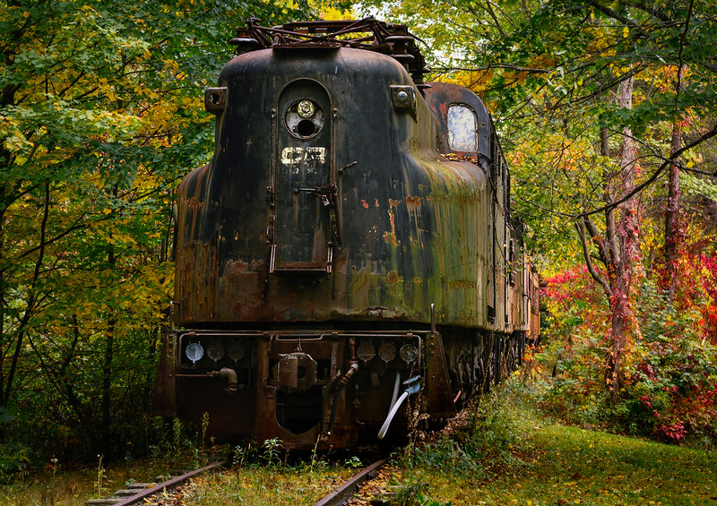 Abandoned train at Cooperstown and Charlotte Valley Railroad, New York