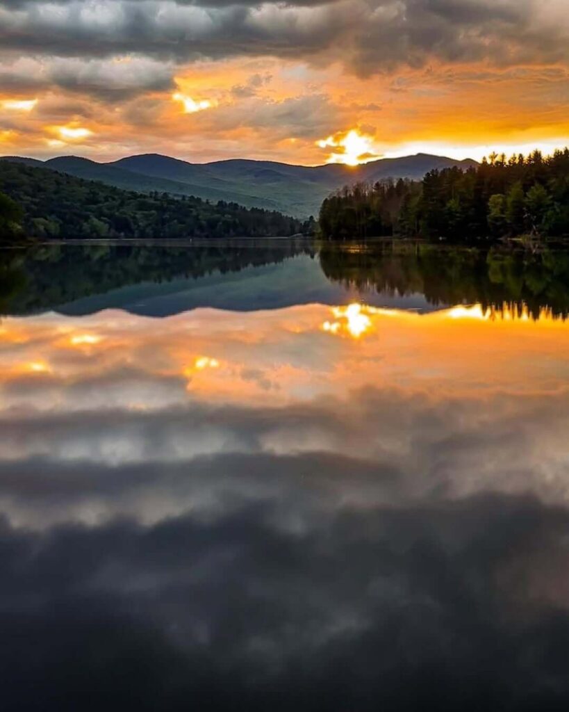 Golden light on Waterbury Reservoir
