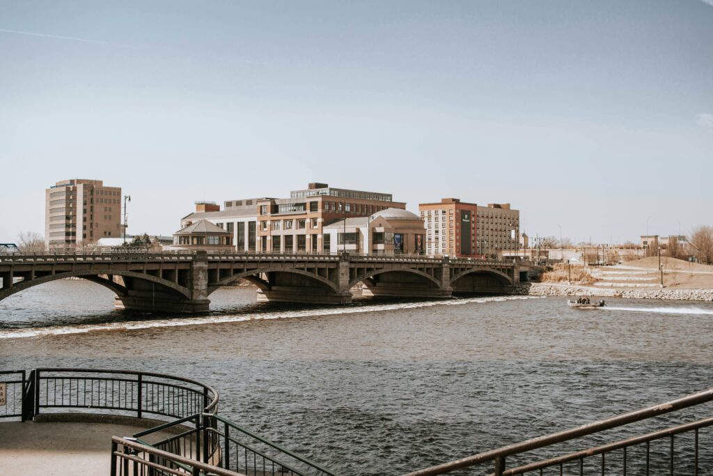 Downtown Grand Rapids museum and bridge