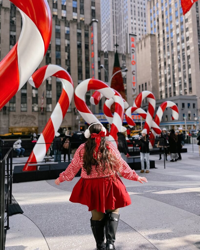 Oversized candy canes in Radio City Music Hall