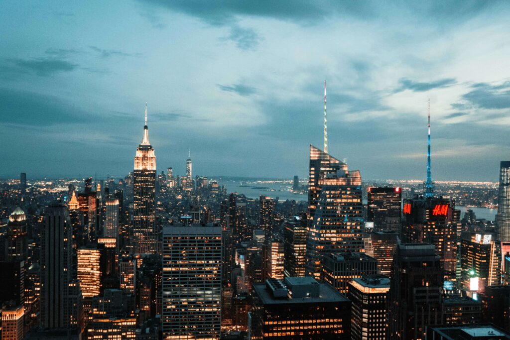 Skyline New York at Night New York City USA