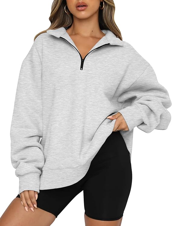 Trendy Queen Oversized Half-Zip Hoodie