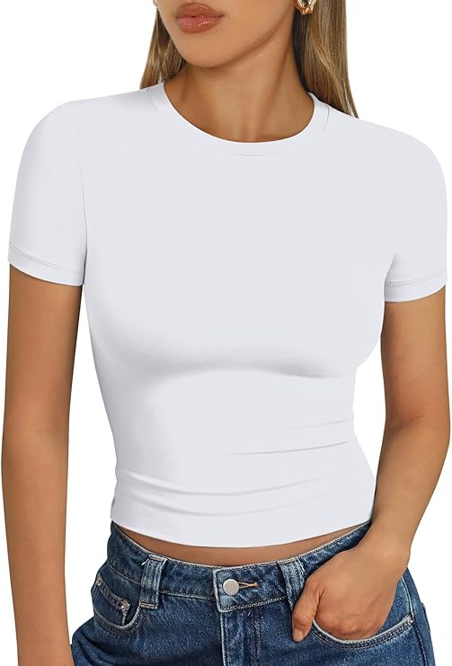 Trendy Queen Women’s Slim Fit Crop Gym T-Shirt