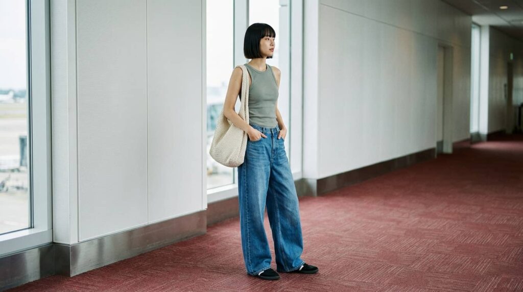 Comfy Baggy Jeans Travel Outfit