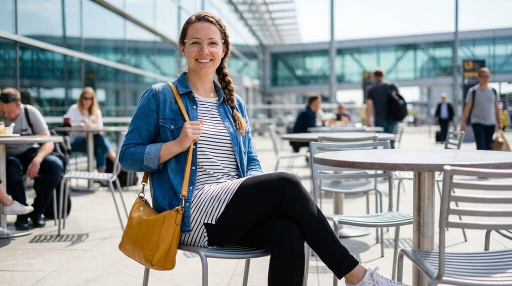 Neutral Jeans + Striped Top + Chambray or Denim Jacket + Lace-Up Sneakers