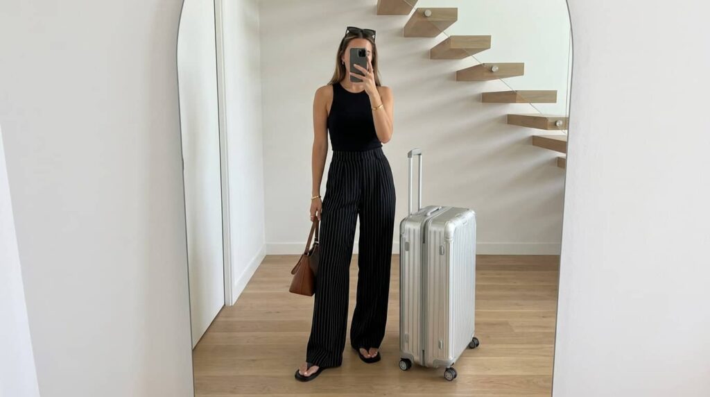 Chic Striped Pants + Simple Black Top