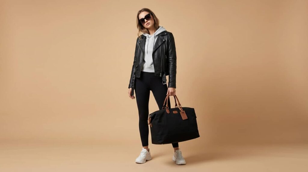 Edgy-Meets-Athleisure Celebrity Inspired Airport Outfit Ideas