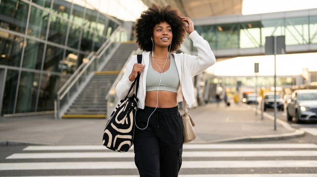 Comfy Parachute Pants Travel Outfit