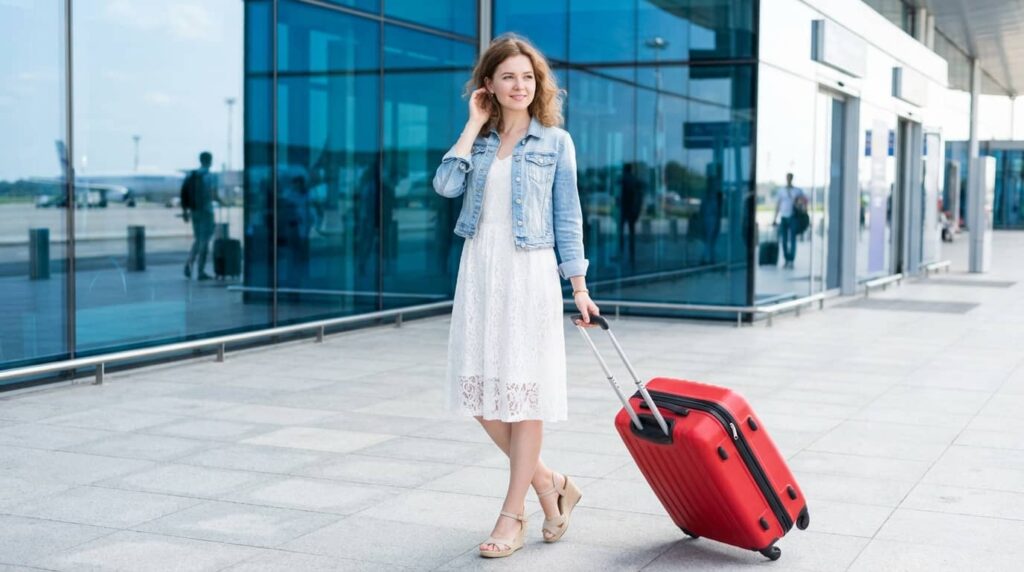 Lace Dress + Denim Jacket Travel Look