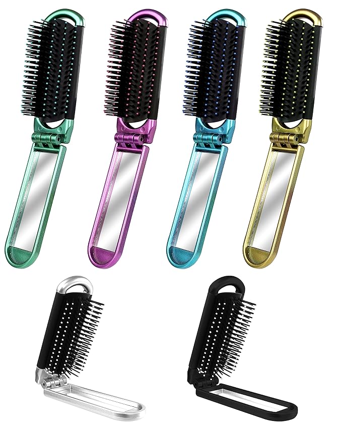 6 PCS Folding Travel Hairbrush Set – Best Color Variety