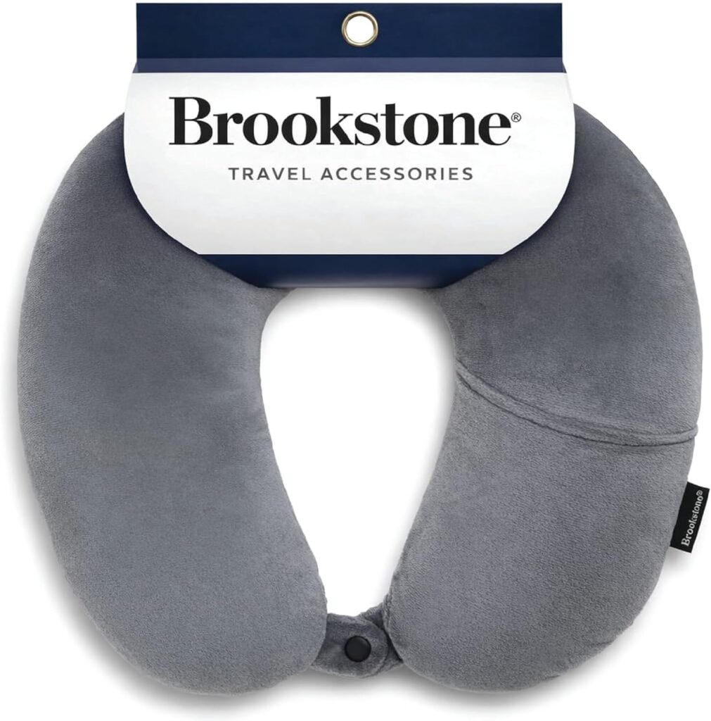 Brookstone Microbead Travel Head and Neck Pillow (Dark Grey)