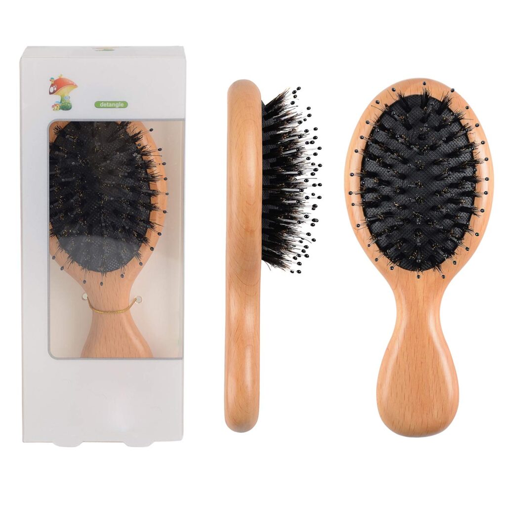 FESHFEN Boar Bristle Mini Hair Brush – Best for Hair Loss