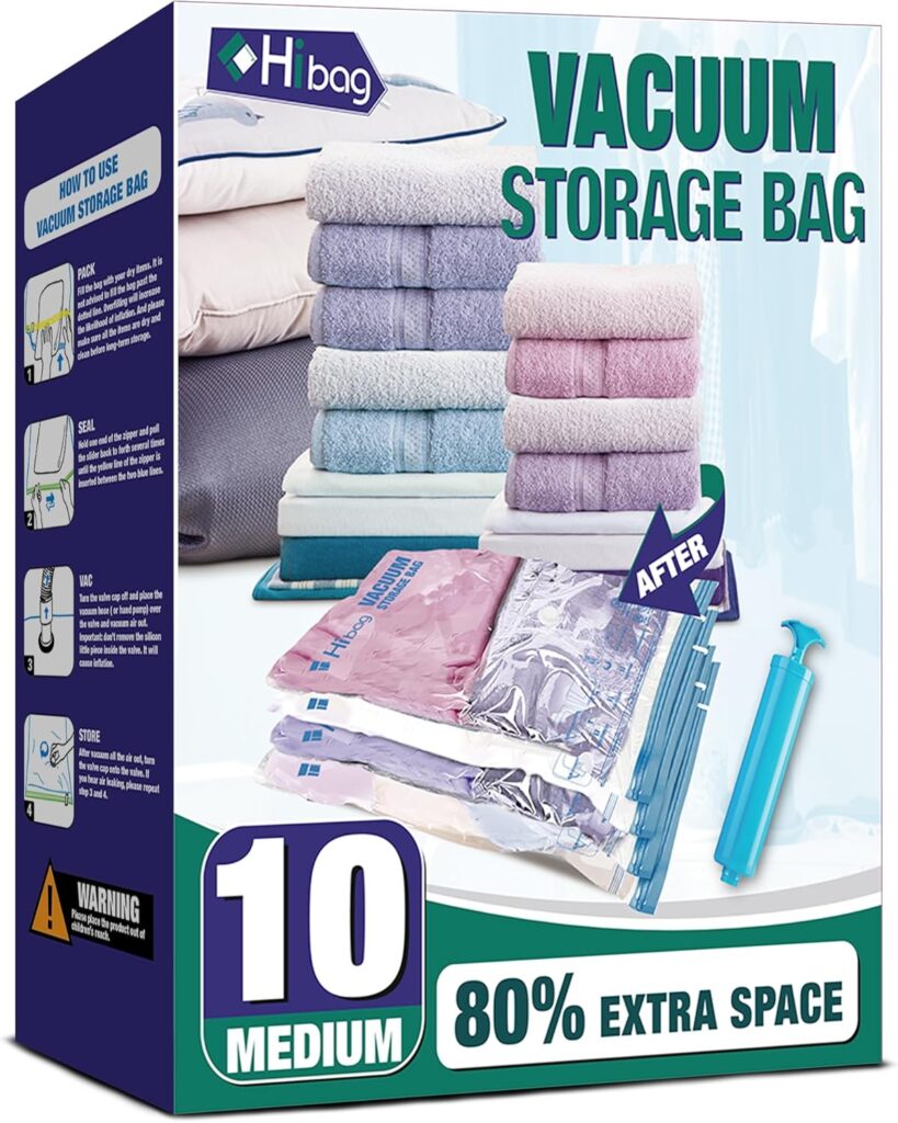 HIBAG 10 MEDIUM VACUUM STORAGE BAGS – HAND PUMP