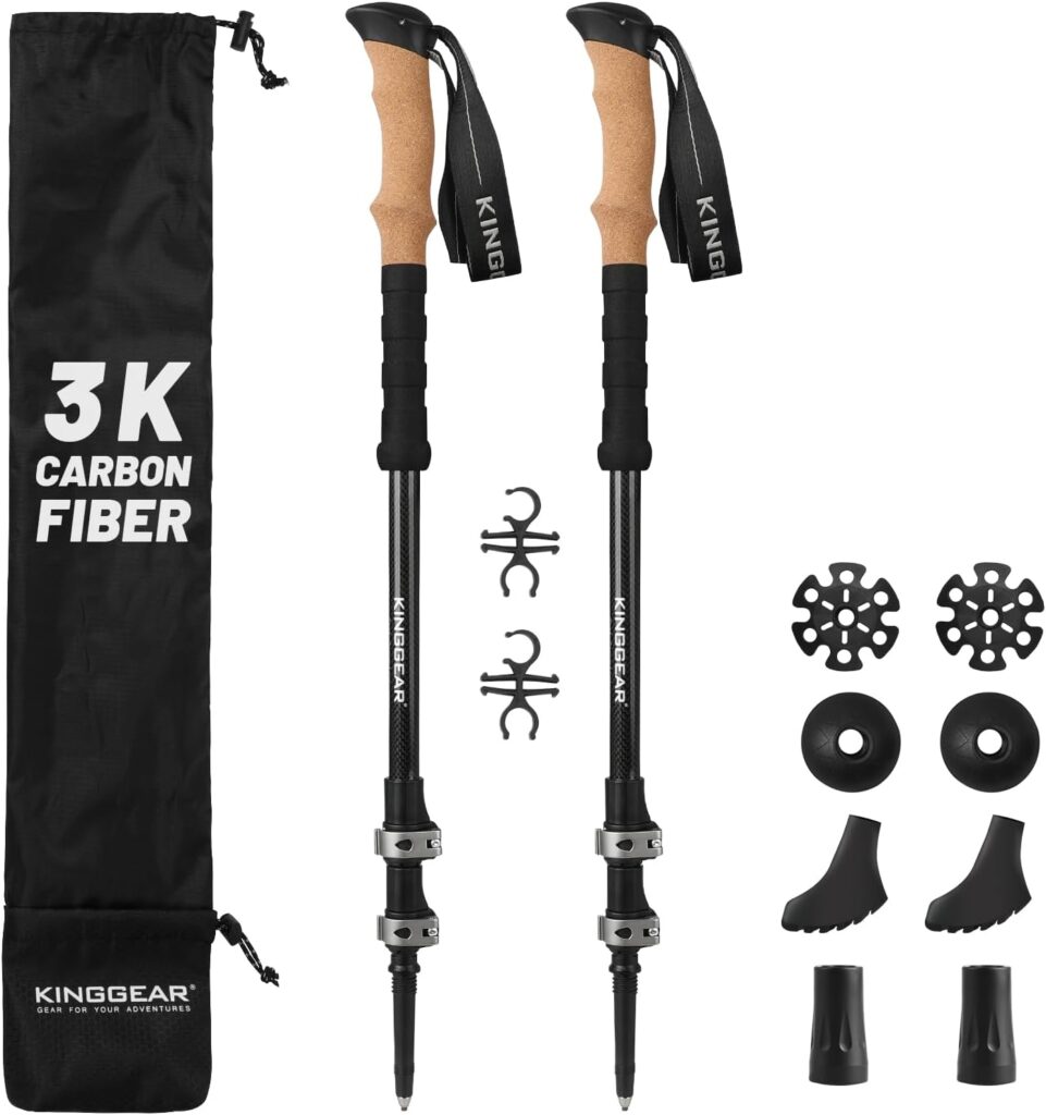KINGGEAR TPC-3K 100% Carbon Fiber Trekking Poles