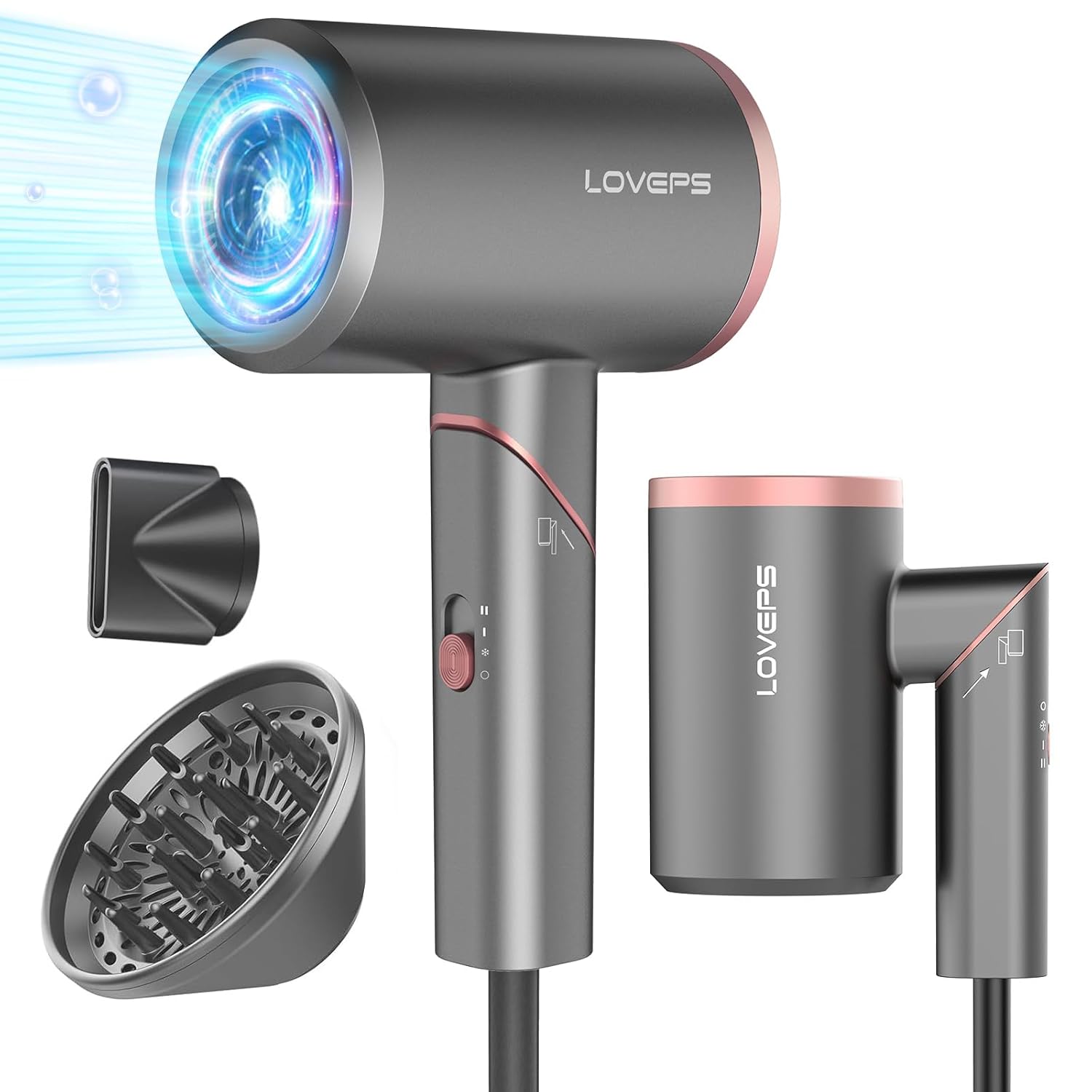 LOVEPS Hair Blow Dryer Diffuser – 1800W Ionic Blow Dryer