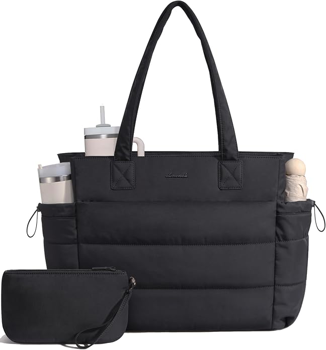 LOVEVOOK WOMEN’S PUFFER TOTE WITH GIANT TUMBLER POCKET