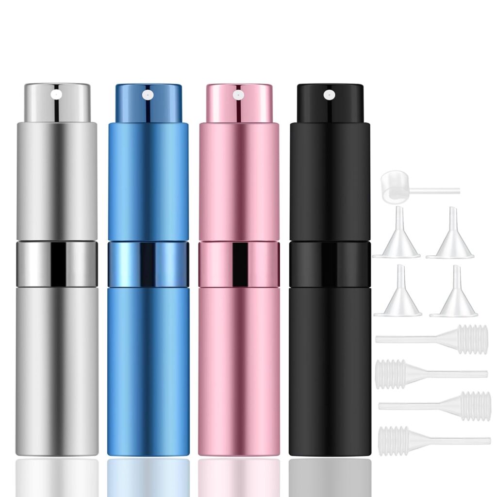 Lil Ray Portable Mini Refillable Perfume Atomizer, 4-Pack
