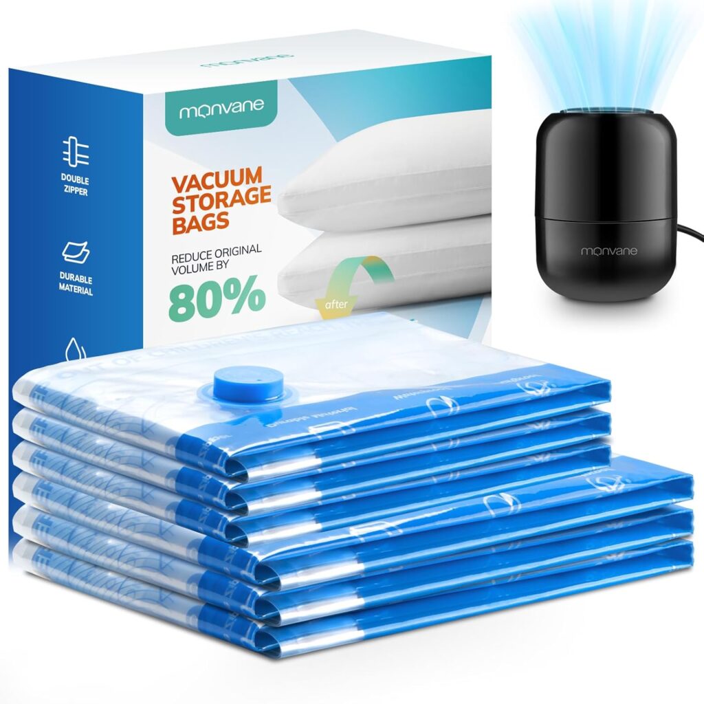 MONVANE VACUUM BAGS WITH WIRELESS PUMP BEST FOR QUICK AND COMPACT PACKING