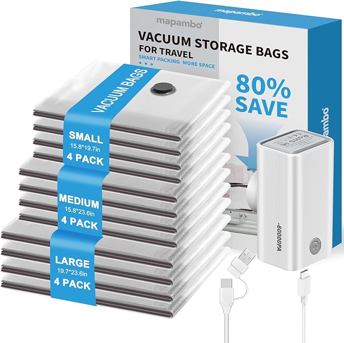 Mapambo Vacuum Seal Bags — 12-Pack Travel Size