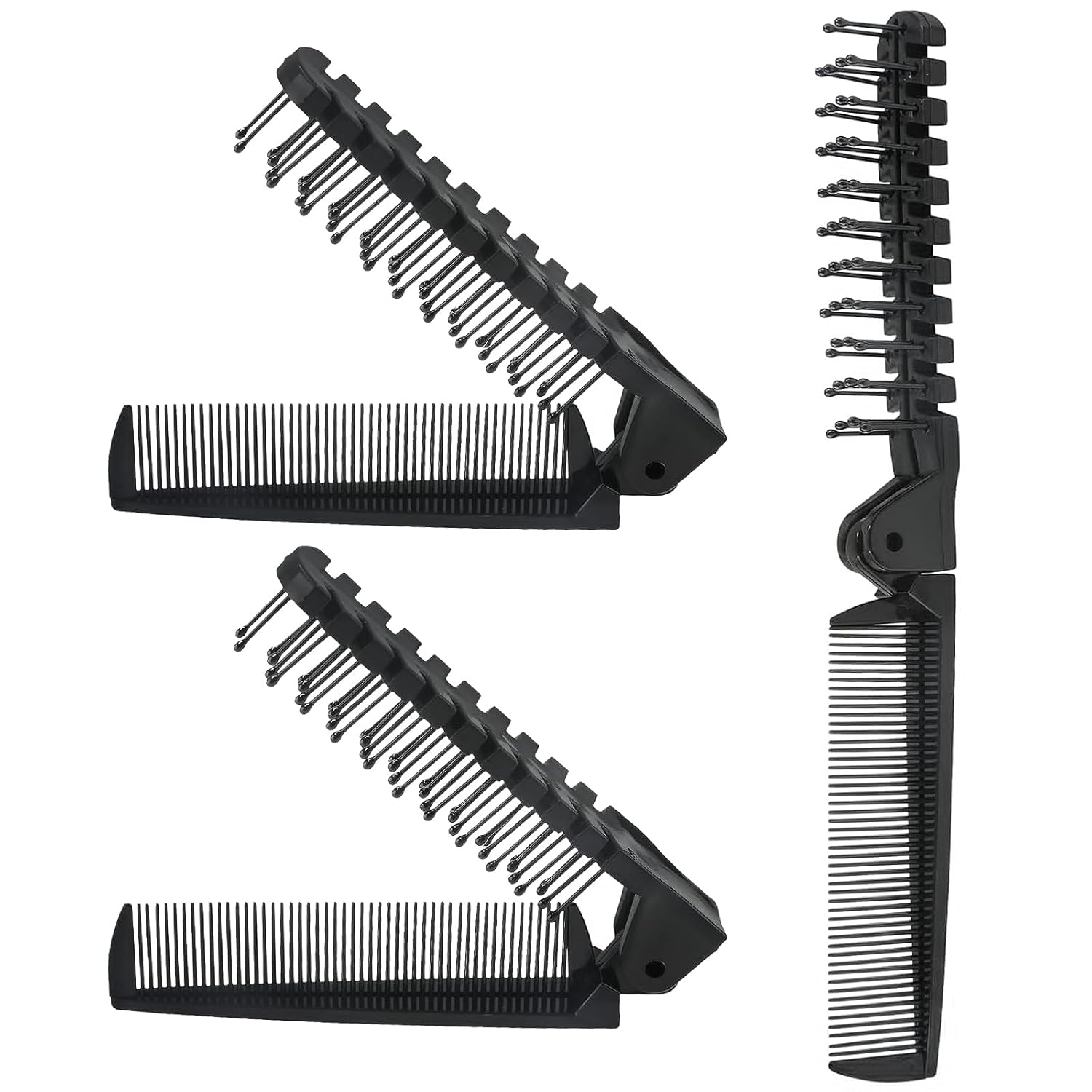 Qjaiune 3PCS Foldable Travel Brush (Black) – Most Lightweight Option