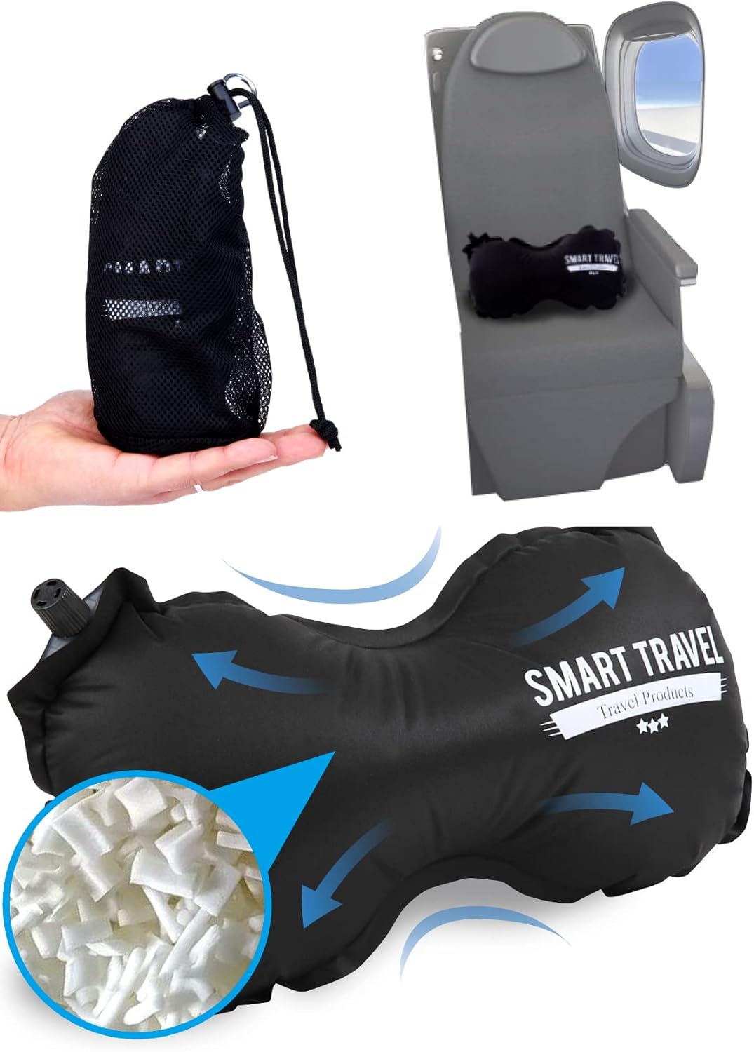 Smart Travel Inflatable Lumbar Support Pillow for Airplane