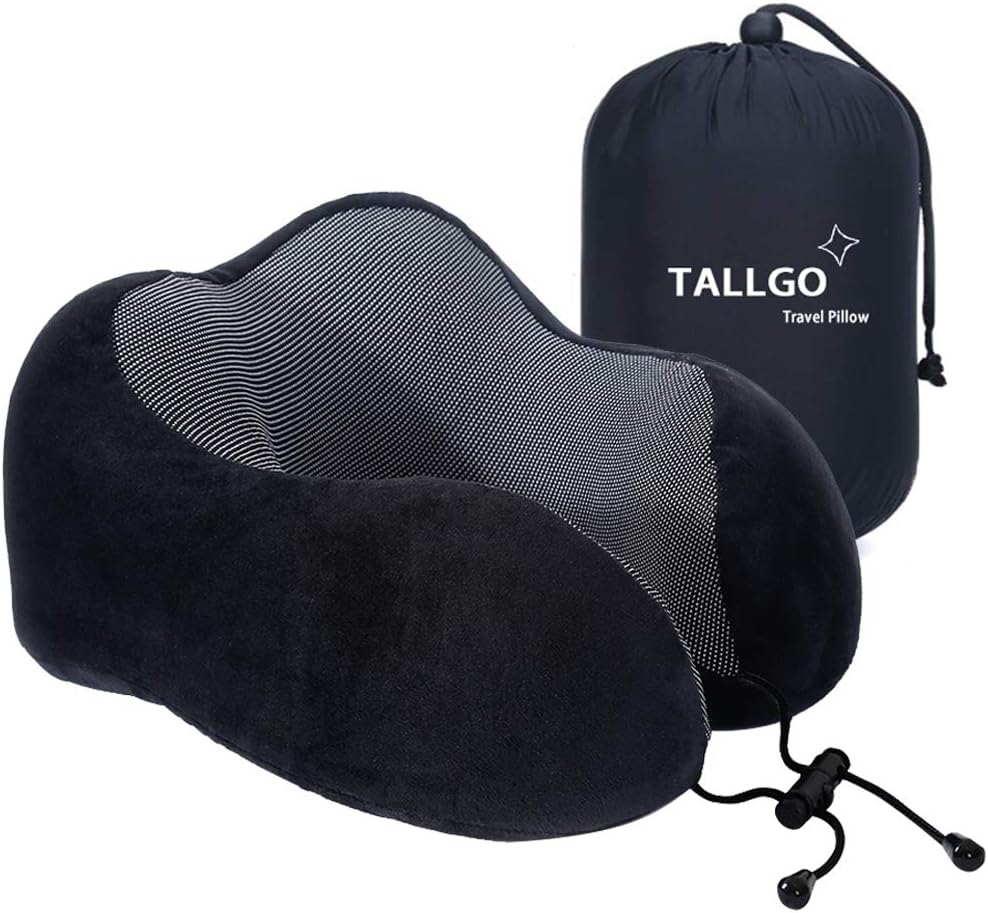 TALLGO Travel Memory Foam Neck Pillow for Airplane & Car