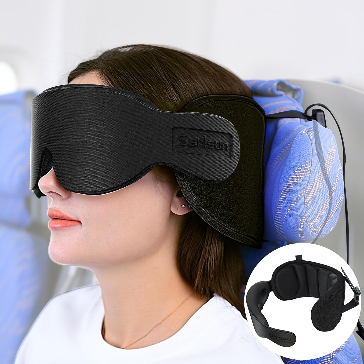 Travel Pillow with Eye Mask for Airplane & Car Travel
