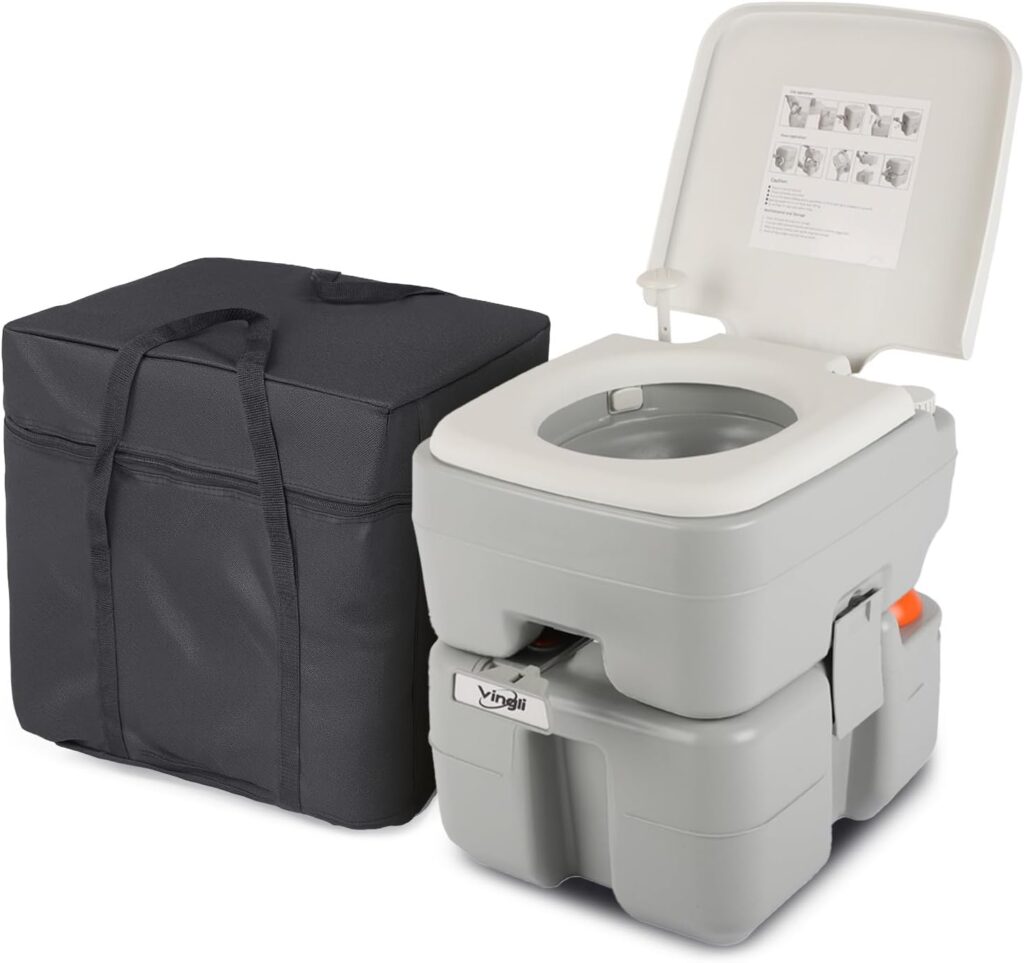 VINGLI Portable 5.3-Gallon Camping Toilet – Large Capacity with Carrying Bag