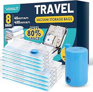 WANALIT 8 PACK WITH WIRELESS PUMP BEST IN CLASS FOR MINIMALIST AND CARRY-ON TRAVEL