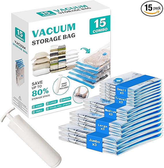 ZOESTORAGE 15 PACK WITH ROLL-UP BAGS BEST IN CLASS FOR FLEXIBLE PACKING OPTIONS