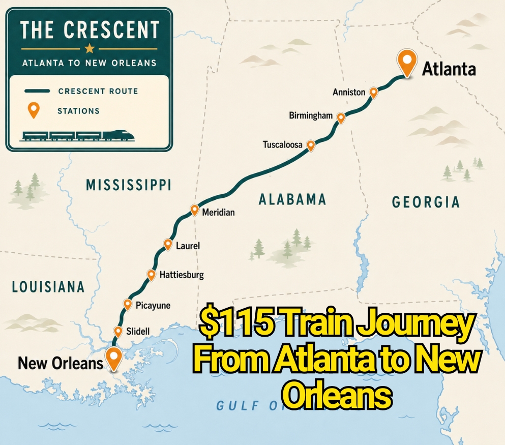 $115 Train Journey From Atlanta to New Orleans