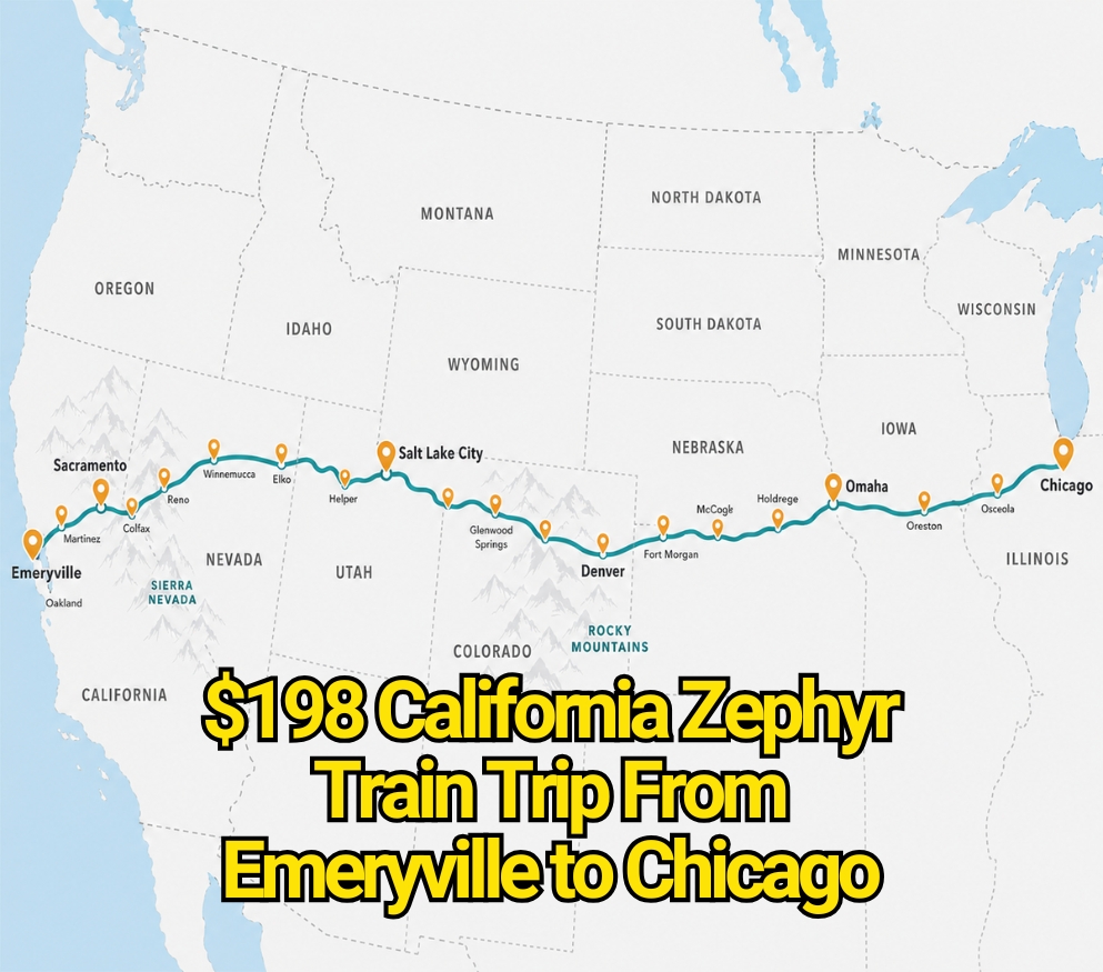 $198 California Zephyr Train Trip From Emeryville to Chicago