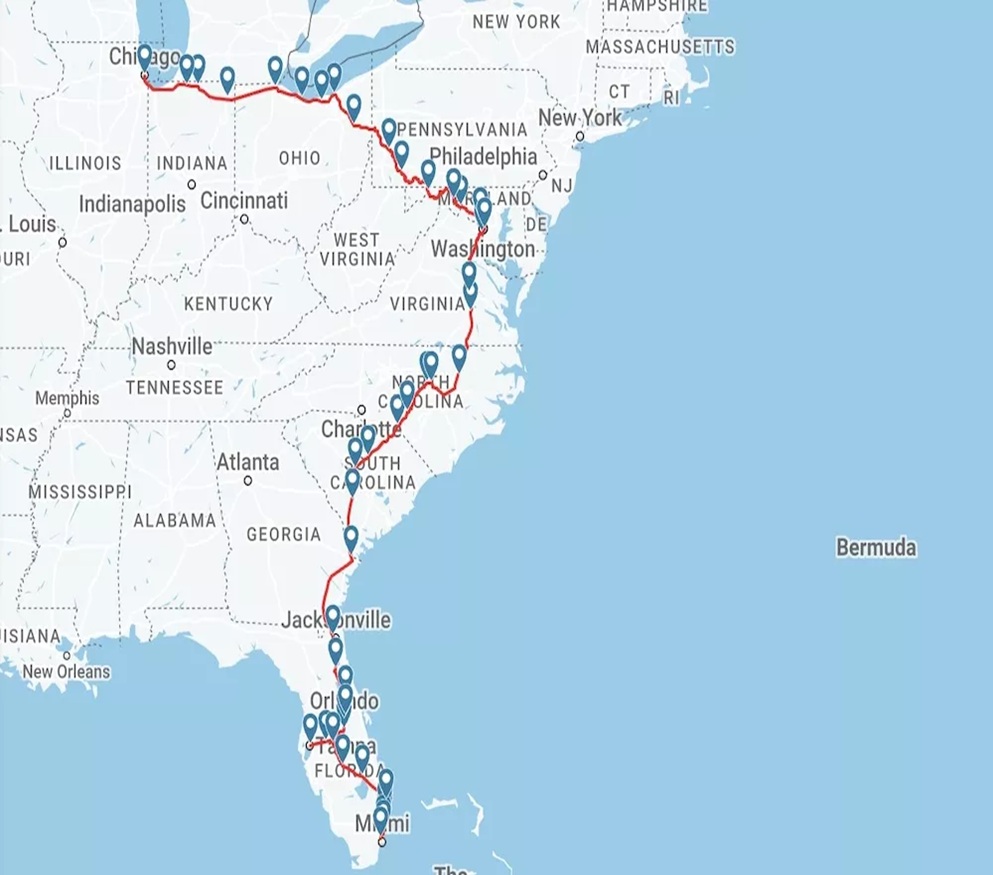 Florida to washington
