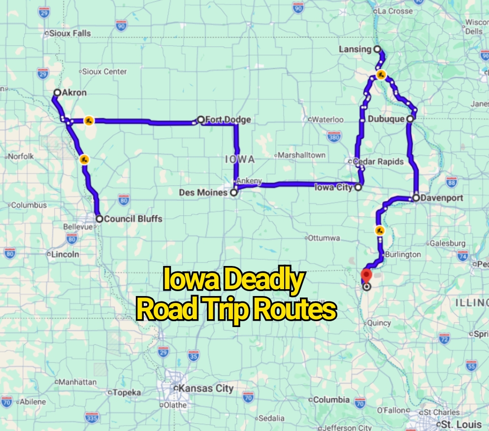 Iowa Deadly Road Trip Routes