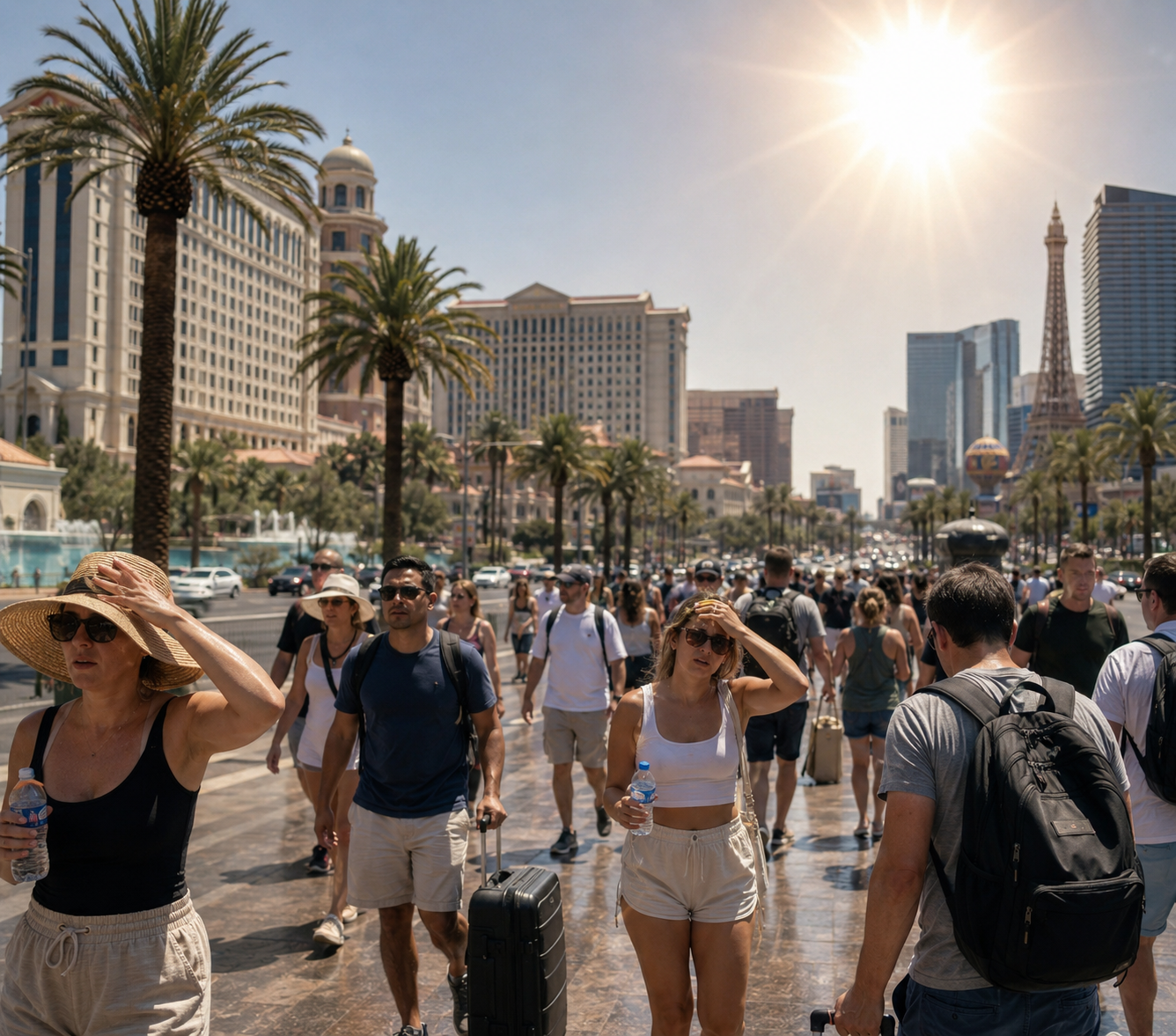 Nevada Heat Wave Puts Las Vegas Tourists
