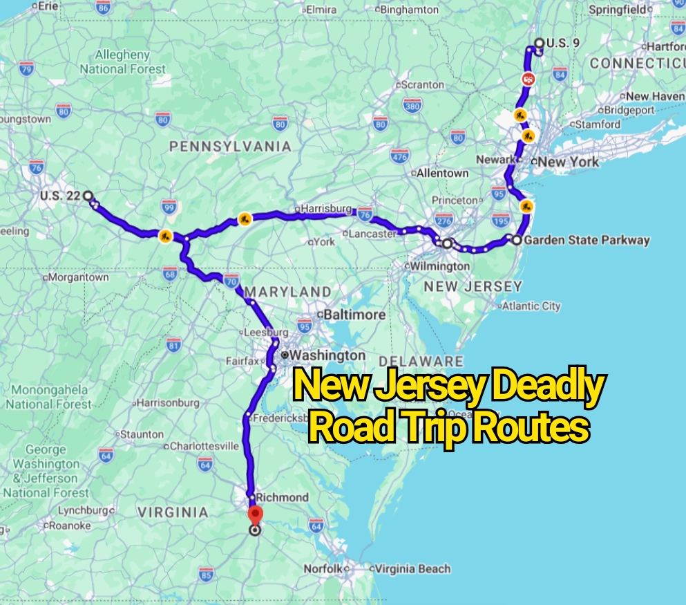New Jersey Deadly Road Trip Routes