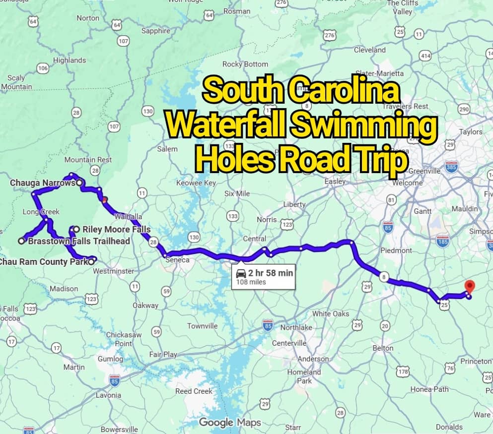 South Carolina Waterfall Swimming Holes Road Trip Map for Chasing Cool Water, Scenic Trails, and Hidden Summer Spots