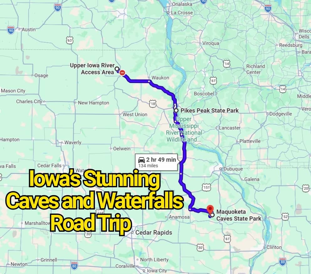 Take This Iowa Road Trip Map That Guides You to Stunning Caves and Waterfalls You Didn’t Know Existed