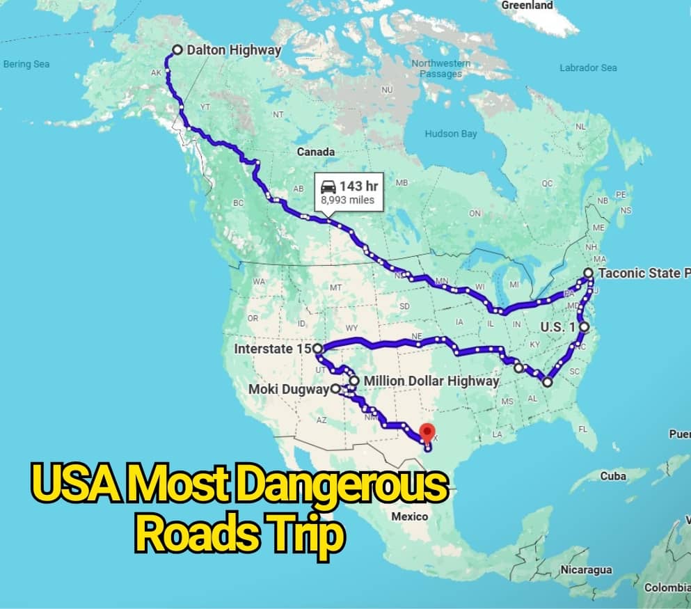The Most Dangerous Roads Trip Map in USA That You Should Think Twice Before Driving