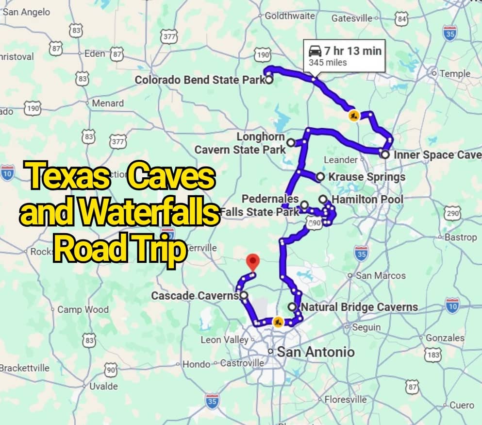 The Texas Road Trip Map That Takes You to Stunning Caves and Waterfalls You Didn’t Know Existed