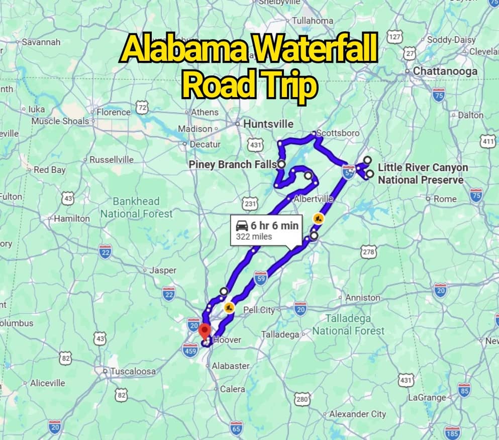 The Ultimate Alabama Waterfall Road Trip Map That You'll Want To Take