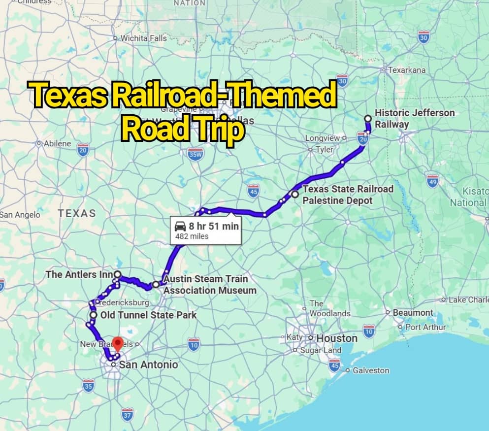 The Ultimate Texas Railroad-Themed Road Trip Map That Train Lovers Can’t Miss