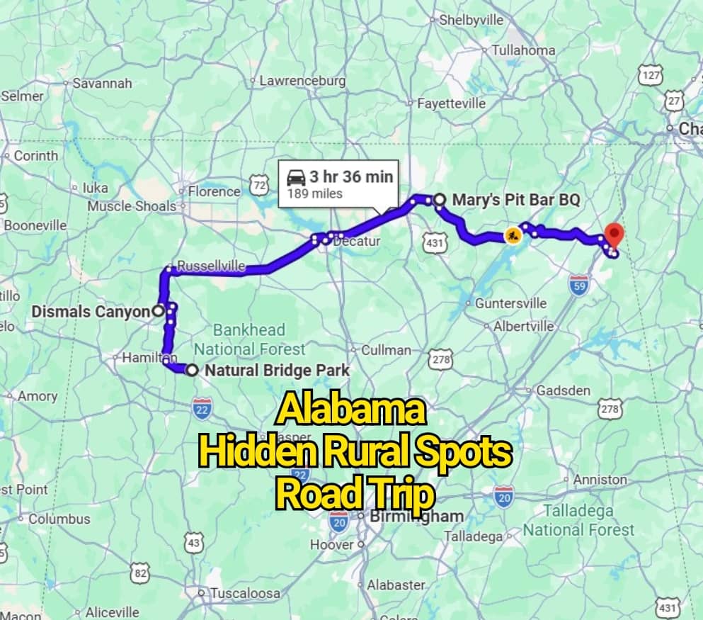 This Alabama Road Trip Map Reveals Hidden Rural Spots You’ve Never Heard Of