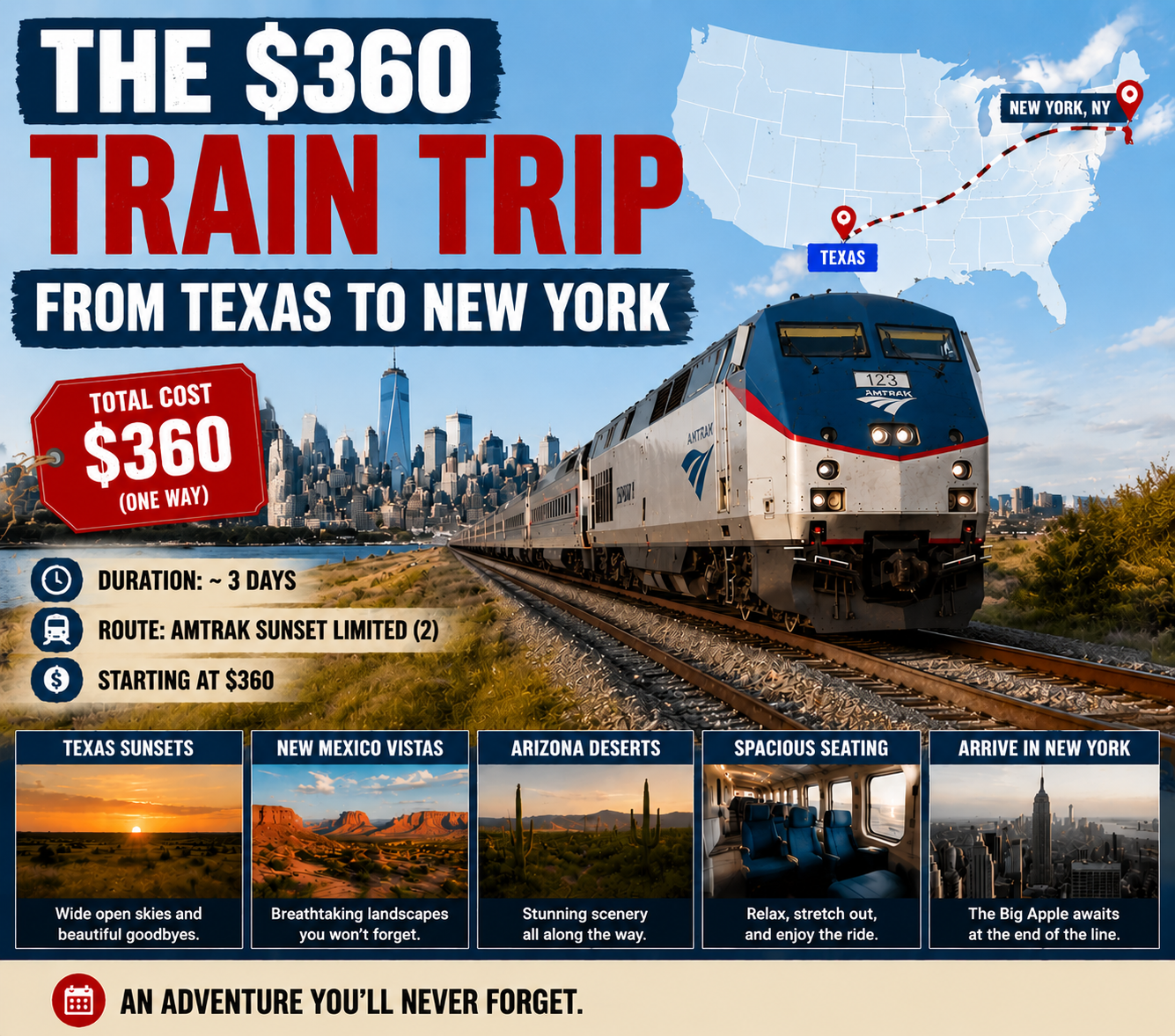 Train Trip From Texas to New York