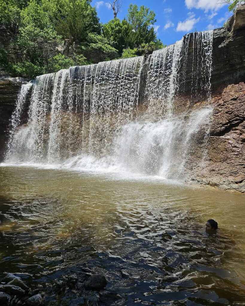 Cowley Lake Waterfall
