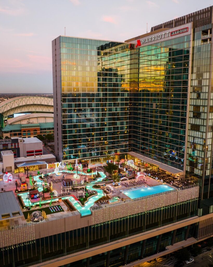 Marriott Marquis Texas-Shaped Lazy River Float Above Downtown Houston