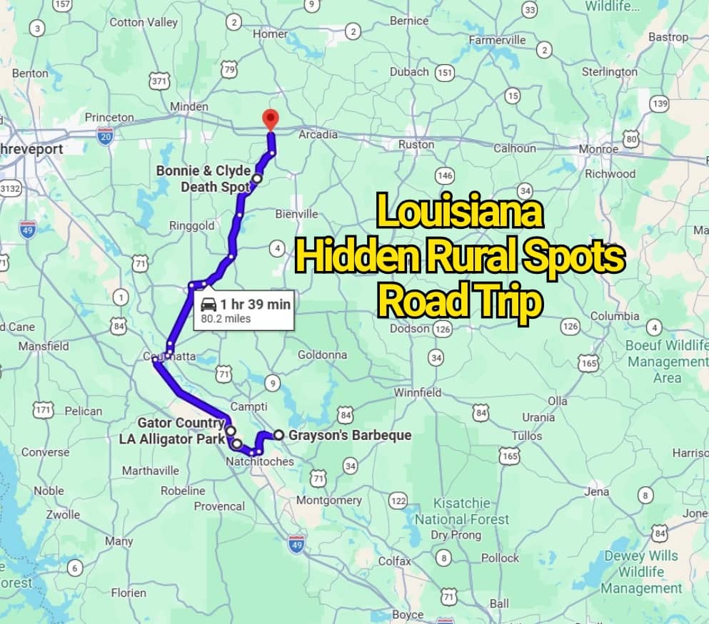 This Louisiana Road Trip Map Reveals Hidden Rural Spots You’ve Never Heard Of