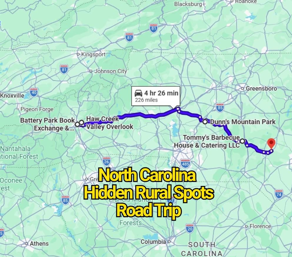 This North Carolina Road Trip Map Reveals Hidden Rural Spots You’ve Never Heard Of